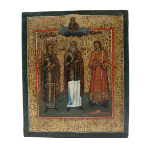 Старинная икона Св. муч. Гурий, Самон, Авив, 19 век 