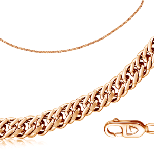 Цепь автомат из красного золота, плетение двойное панцирное
