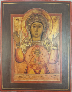 Старинная икона Знамение, икона Божией Матери, 19 век 