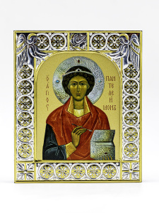 Икона Пантелеимон великомученик и целитель в рамке