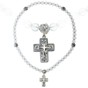 Четки из горного хрусталя с серебряным крестом (50)