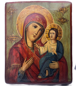Старинная икона Тихвинская икона Божией Матери, 19 век 