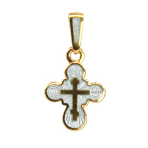 Детский крестик «КРЭ23сз» перламутровый серебро/золото