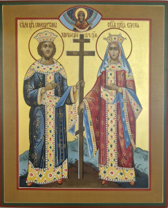 Константин и Елена равноапостольные, писаная икона