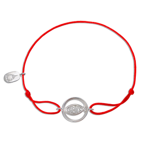 Браслет красная нить «Рыба ИХТИС» серебро