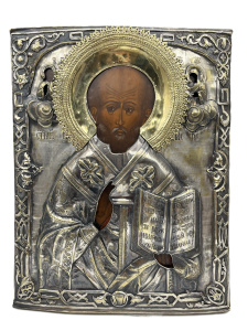 Старинная икона Св. Николай Чудотворец, 19 век 