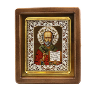 Рукописная икона Св. Николай Чудотворец, писаная икона 