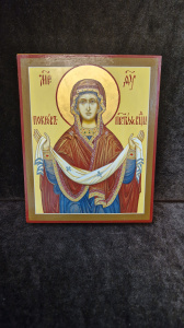 Рукописная икона Покров Пресвятой Богородицы, писаная икона 