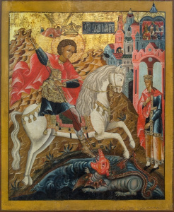 Икона Георгий Победоносец великомученик, икона Чудо Георгия о змие (АРТ.06995)