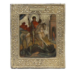 Старинная икона Св. Георгий Победоносец, 19 век 