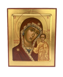 Рукописная икона Казанская икона Божией Матери, писаная икона 