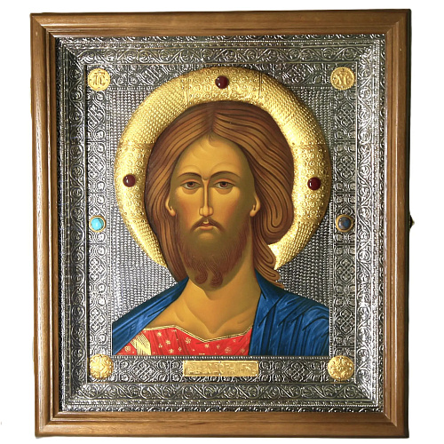 Рукописная икона Казанская икона Божией Матери, Господь вседержитель 