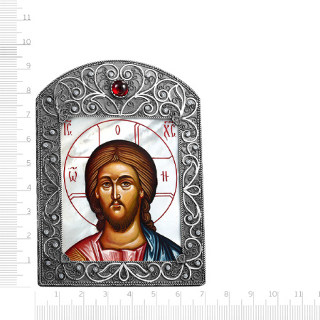 Икона Господь вседержитель, оклад серебро, бриллианты