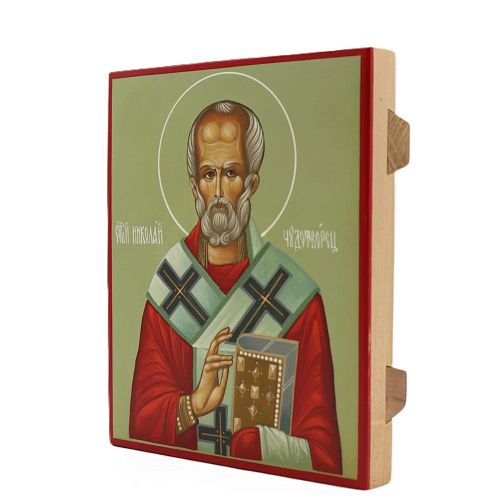 Рукописная икона Св. Николай Чудотворец, писаная икона 