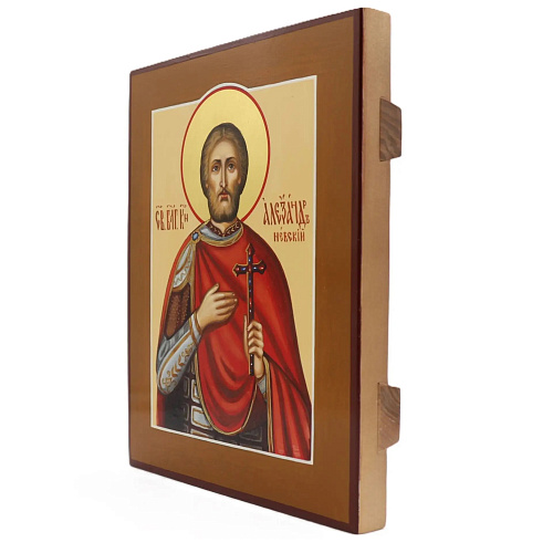 Рукописная икона Св. Александр Невский, писаная икона 