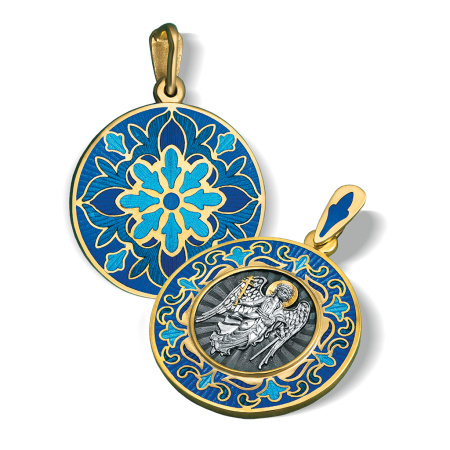 Образок «Ангел Хранитель» ПЭ 01 с горячей эмалью