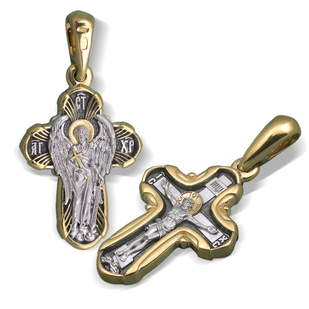 Нательный крест «Ангел Хранитель» серебро/золочение КР048