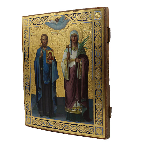 Старинная икона Икона св.кн. Игорь и св.мчн. Татиана, начало 20 века 