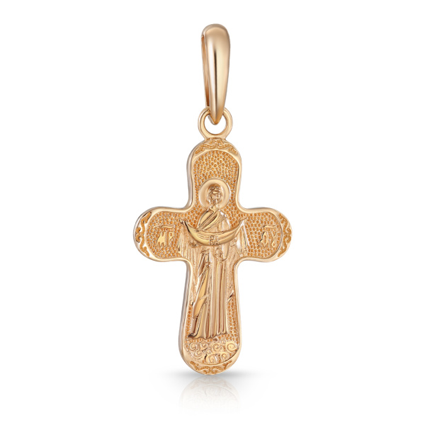 Крест из золота "Распятие. Пресвятая Богородица Покрова"