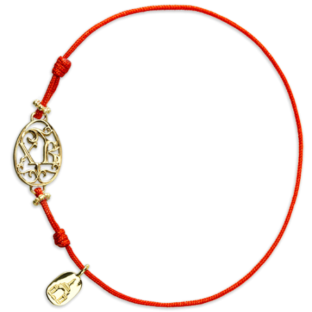 Браслет красная нить «Пасхальное яйцо» серебро/золото