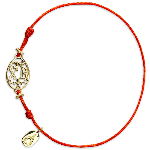 Браслет красная нить «Пасхальное яйцо» серебро/золото