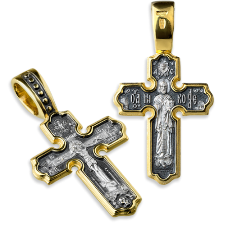 Крест нательный «св. Николай Чудотворец» серебро/золочение