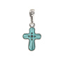 Детский крестик с горячей эмалью белый «КРЭ13»  бирюзовый