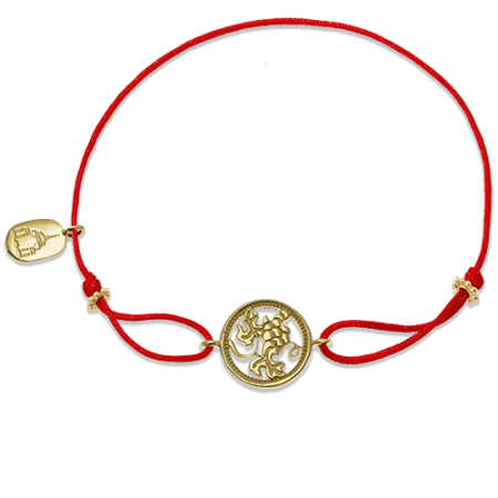 Браслет «Лоза» красная веревочка серебро c позолотой