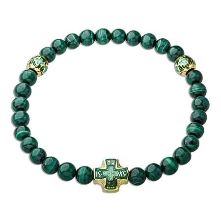 Православные браслет-чётки «Малахит» с эмалью