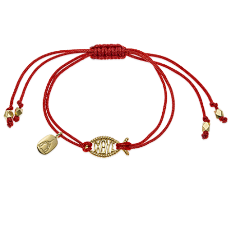 Браслет на верёвочке «Ихтис» серебро/золочение