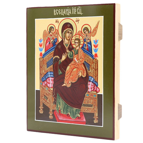 Рукописная икона Всецарица, икона Божией Матери, писаная икона 