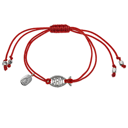 Браслет на верёвочке «Ихтис» серебро