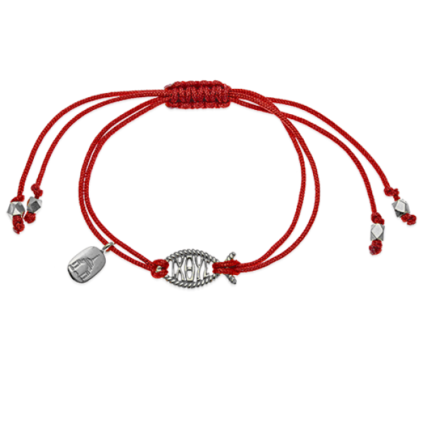 Браслет на верёвочке «Ихтис» серебро