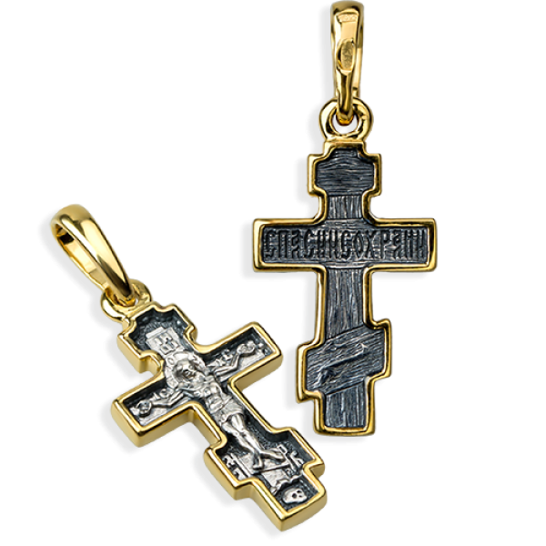 Крестильный крестик «Распятие» серебро/золочение Кр72 сз