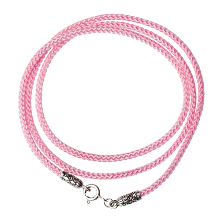 Шнурок на шею с серебряным наконечником розовый