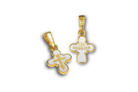 Детский крестик «КРЭ23 белый сз» белый серебро/золото