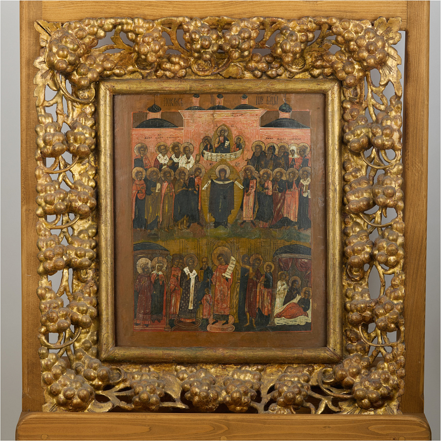 Старинная икона Покров Пресвятой Богородицы 