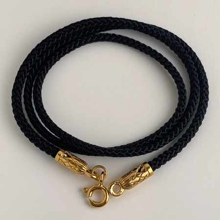 Шнурок на шею серебро/позолота черный