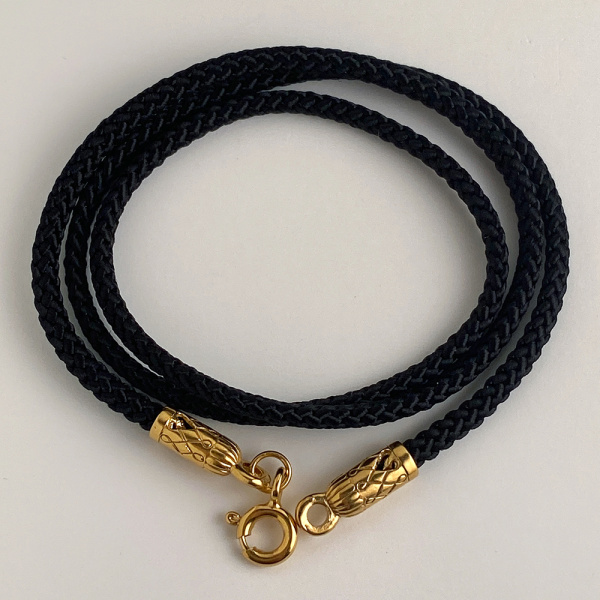 Шнурок на шею серебро/позолота черный
