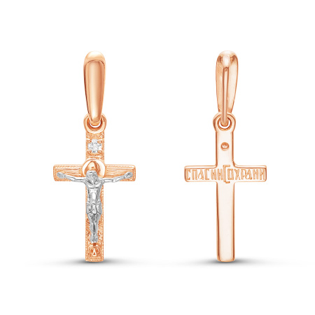 Крест из красного золота с бриллиантом