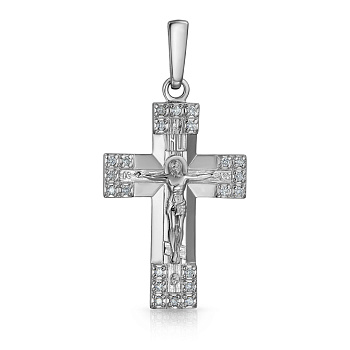 Крест из белого золота с бриллиантами