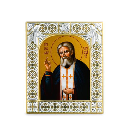 Икона Серафим Саровский преподобный чудотворец в рамке