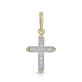 Крест из желтого золота с бриллиантами