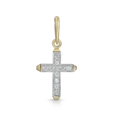 Крест из желтого золота с бриллиантами