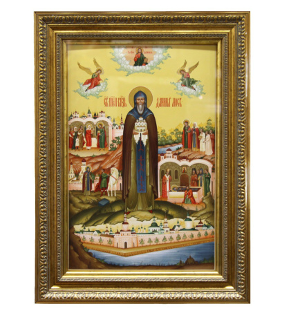 Даниил Московский преподобный Князь, писаная икона с киотом