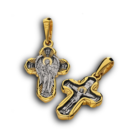 Нательный крест «Ангел Хранитель» серебро/золочение КР048