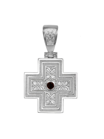 Крест с молитвой Животворящему  Кресту, гранат