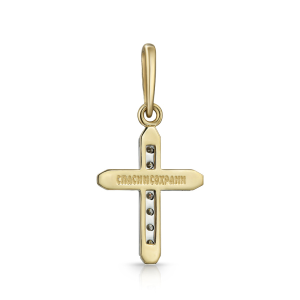 Крест из желтого золота с бриллиантами