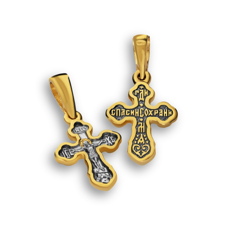 Крестильный крестик «Распятие» серебро/золочение Кр068 сз