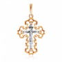 Крест из красного золота с фианитами